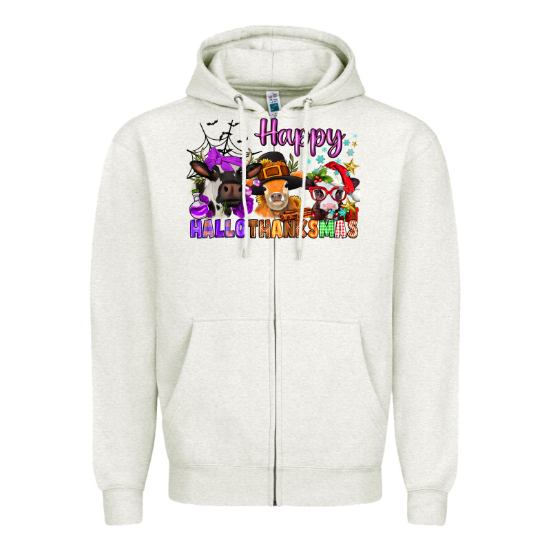 Happy Hallothanksmas Cows  Nancy Zipper Hoodie by NancyCooperArtShop | Teevron