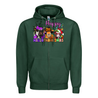 Sports Green happy hallothanksmas cows  nancy Zipper Hoodie - NancyCooperArtShop