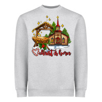 Heather Grey the church  chrıst is born Heavyweight Sweatshirt - AdoDesignShop
