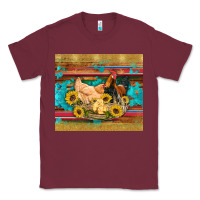 Burgundy western coop animals farm chicken chick rooster sunflowers wooden sera Classic Tee - Artiststas