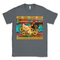 Charcoal Heather western coop animals farm chicken chick rooster sunflowers wooden sera Classic Tee - Artiststas