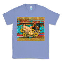 Colony Blue western coop animals farm chicken chick rooster sunflowers wooden sera Classic Tee - Artiststas