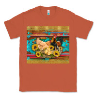 Copper western coop animals farm chicken chick rooster sunflowers wooden sera Classic Tee - Artiststas