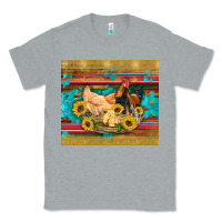 Heather Grey western coop animals farm chicken chick rooster sunflowers wooden sera Classic Tee - Artiststas