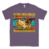Lavender western coop animals farm chicken chick rooster sunflowers wooden sera Classic Tee - Artiststas