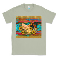Matcha western coop animals farm chicken chick rooster sunflowers wooden sera Classic Tee - Artiststas