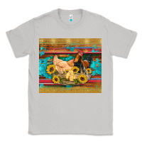 Moon Dust western coop animals farm chicken chick rooster sunflowers wooden sera Classic Tee - Artiststas