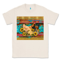 Natural western coop animals farm chicken chick rooster sunflowers wooden sera Classic Tee - Artiststas