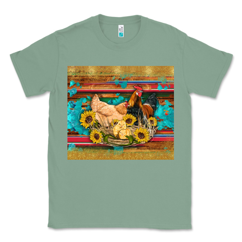 Western Coop Animals Farm Chicken Chick Rooster Sunflowers Wooden Sera Classic Tee by Artiststas | Teevron