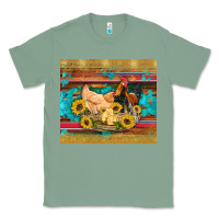 Sage western coop animals farm chicken chick rooster sunflowers wooden sera Classic Tee - Artiststas
