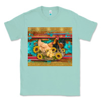 Seafoam western coop animals farm chicken chick rooster sunflowers wooden sera Classic Tee - Artiststas