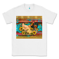 White western coop animals farm chicken chick rooster sunflowers wooden sera Classic Tee - Artiststas