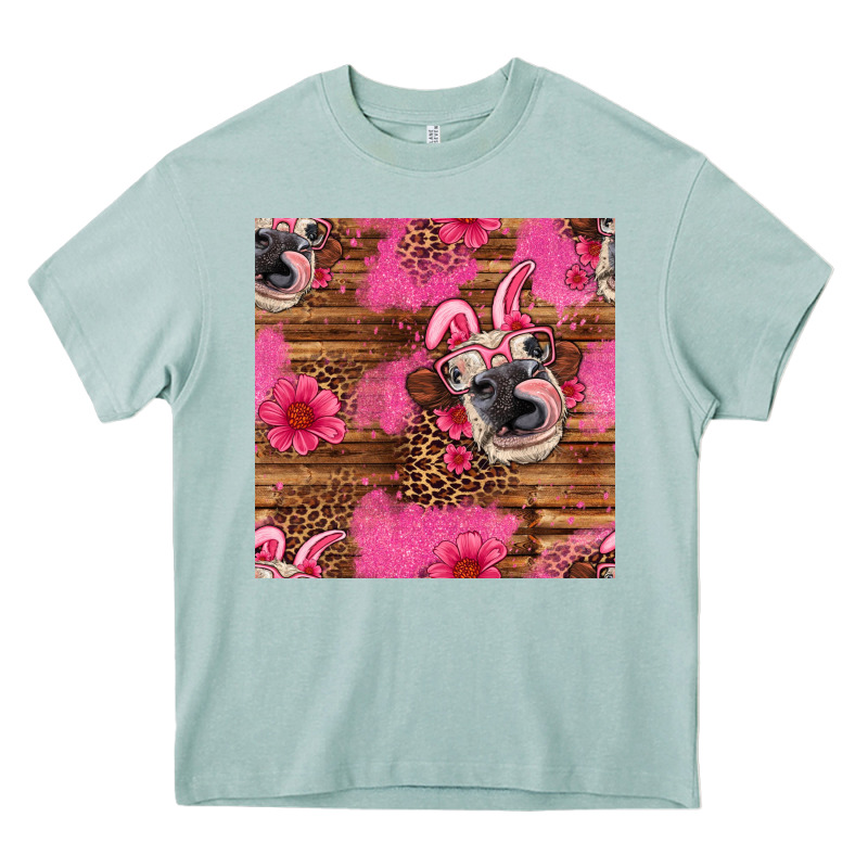 Easter Heifer With Bunny Ears Seamless Pattern Heavy Core Tee by Artiststas | Teevron