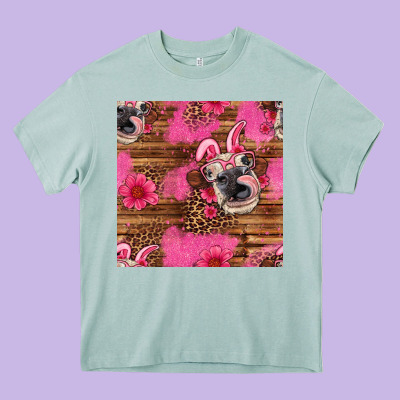 Easter Heifer With Bunny Ears Seamless Pattern Heavy Core Tee Designed By Artiststas