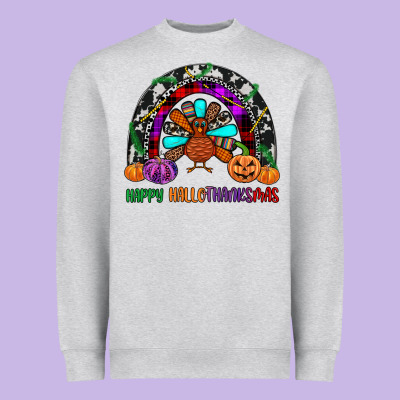 Happy Hallothanksmas Heavyweight Sweatshirt Designed By Jahusdesignshop