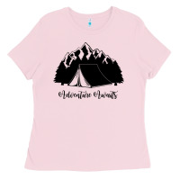 Bubblegum Pink Adventure Camping Ladies Tee - Unal Design