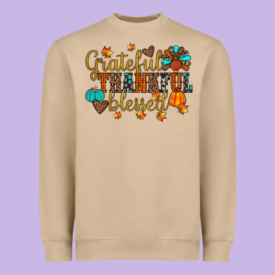 Grateful Thankful Blessed Heavyweight Sweatshirt Designed By Jahusdesignshop