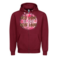 Burgundy self love is the best love Zipper Hoodie - MaliasSmallBusiness