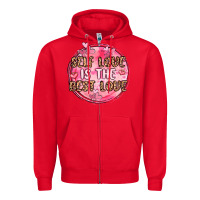 Red self love is the best love Zipper Hoodie - MaliasSmallBusiness
