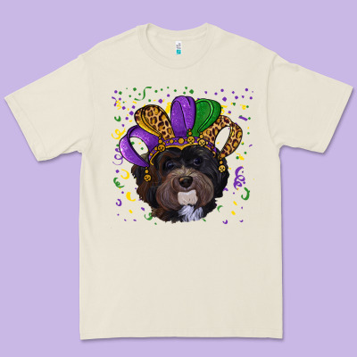 Premium Tee mardi gras hat havanese dog