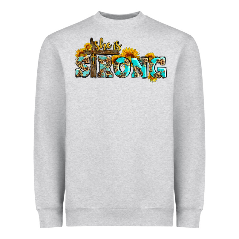 She Is Strong With Cross Heavyweight Sweatshirt by AdoDesignShop | Teevron