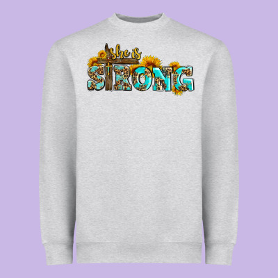 She Is Strong With Cross Heavyweight Sweatshirt Designed By Adodesignshop