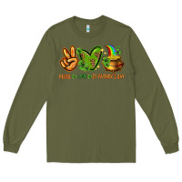 Army Green peace love st patricks day Long Sleeve Tee - NancyCooperArtShop