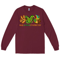 Burgundy peace love st patricks day Long Sleeve Tee - NancyCooperArtShop