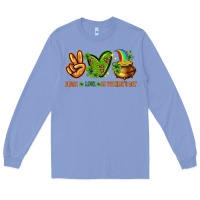 Colony Blue peace love st patricks day Long Sleeve Tee - NancyCooperArtShop