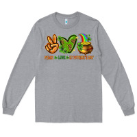 Heather Grey peace love st patricks day Long Sleeve Tee - NancyCooperArtShop