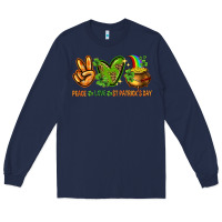 Navy peace love st patricks day Long Sleeve Tee - NancyCooperArtShop