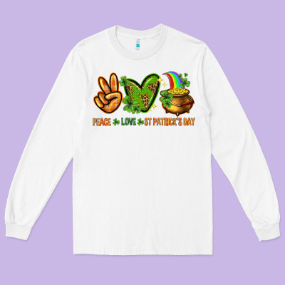 Peace Love St Patricks Day Long Sleeve Tee Designed By Nancycooperartshop