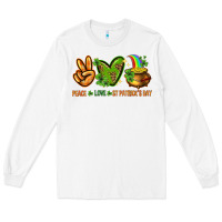 White peace love st patricks day Long Sleeve Tee - NancyCooperArtShop