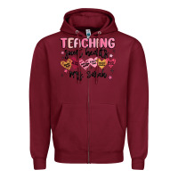 Burgundy teaching sweet hearts Zipper Hoodie - MaliasSmallBusiness
