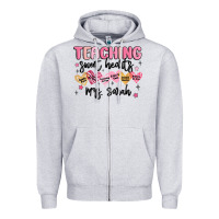 Heather Grey teaching sweet hearts Zipper Hoodie - MaliasSmallBusiness