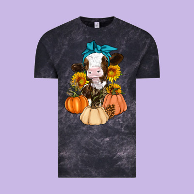 Cow Fall Pumpkin Vintage Tee Designed By Artiststas