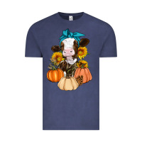 Vintage Denim Cow Fall Pumpkin Vintage Tee - Artiststas