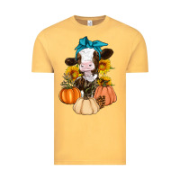 Vintage Mustard Cow Fall Pumpkin Vintage Tee - Artiststas