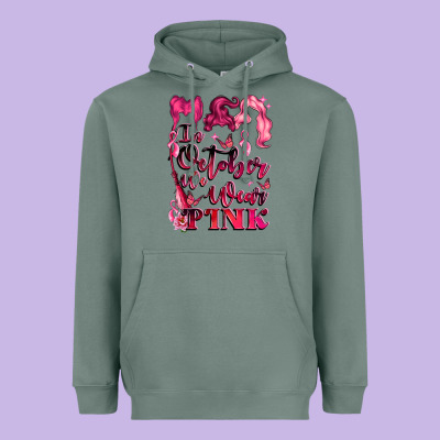 In October We Wear Pink Heavyweight Hoodie Designed By Lillyallendesigns