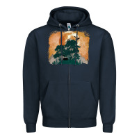 Navy wilderness leopard Zipper Hoodie - MaliasSmallBusiness