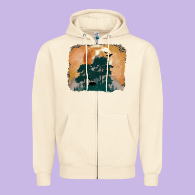 Wilderness Leopard Zipper Hoodie Designed By Maliassmallbusiness
