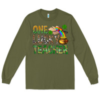 Army Green one lucky teacher st patricks Long Sleeve Tee - NancyCooperArtShop