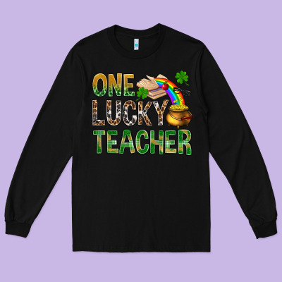 One Lucky Teacher St Patricks Long Sleeve Tee Designed By Nancycooperartshop