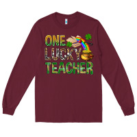 Burgundy one lucky teacher st patricks Long Sleeve Tee - NancyCooperArtShop