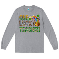 Heather Grey one lucky teacher st patricks Long Sleeve Tee - NancyCooperArtShop