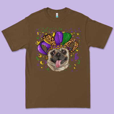 Premium Tee mardi gras hat pug