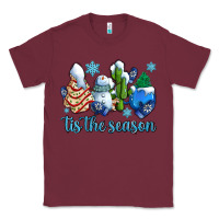 Burgundy tis the season christmas tree  cake winter and snowman Classic Tee - AdoDesignShop