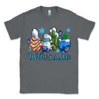 Charcoal Heather tis the season christmas tree  cake winter and snowman Classic Tee - AdoDesignShop