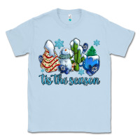 Dusty Blue tis the season christmas tree  cake winter and snowman Classic Tee - AdoDesignShop