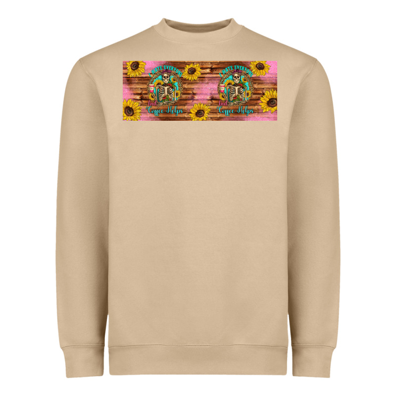 I Hate Everyone But Coffee Helps Western Skeleton Coffee Mug 11 Oz Heavyweight Sweatshirt by Artiststas | Teevron